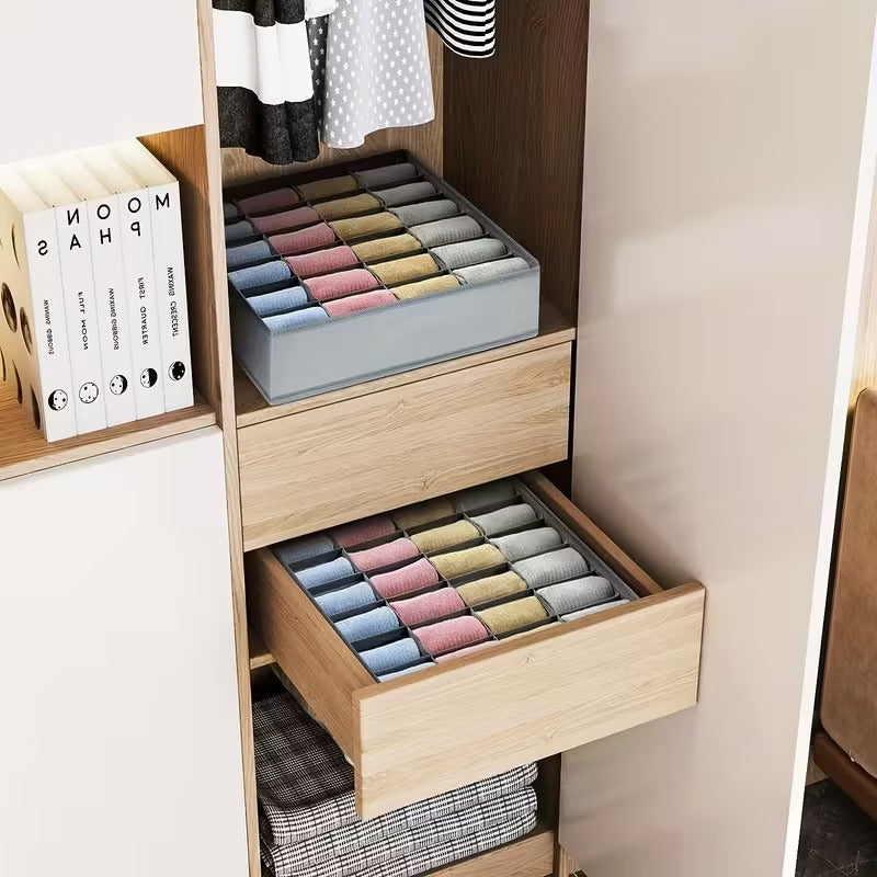 2 Pack 48-Compartment Fabric Socks & Underwear Organizers - Durable Zipper, Foldable Closet Storage Box for Socks, Underwear, Ties - Ideal for Bedroom & Home Decor, Closet Organization | Modern Organizer